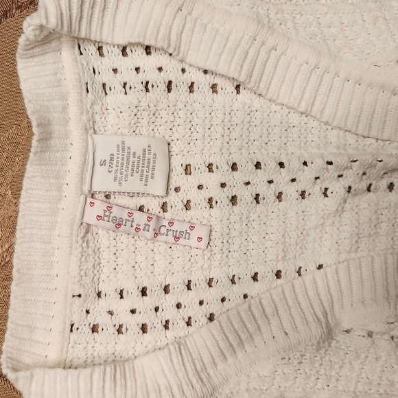 Heart-n-Crush Bolero Sweater White Knit Short Sleeve Size 7/ 8 (SM) - Picture 3 of 7